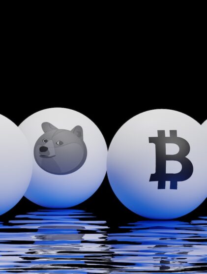 three eggs with bitcoins on them sitting next to each other